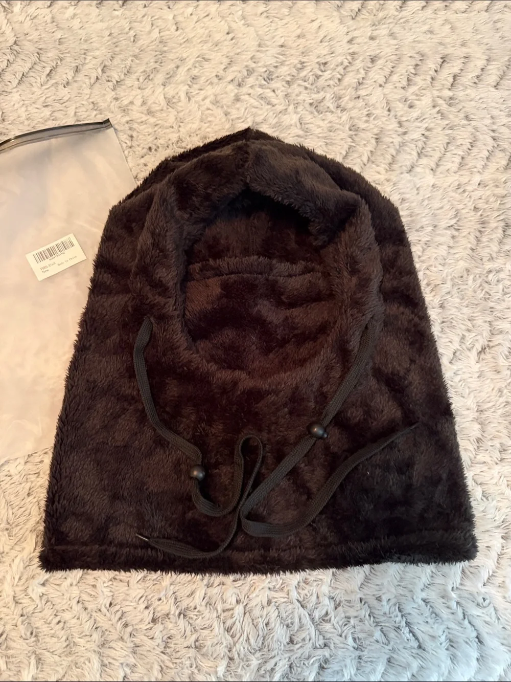 Plush Black Face Mask Hood one size men or women NWOT